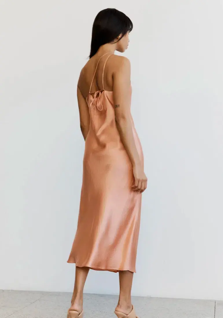 Third Form Crush Bias One Shoulder Midi Dress Guava Peach Size 10 for rent on The Volte - main image