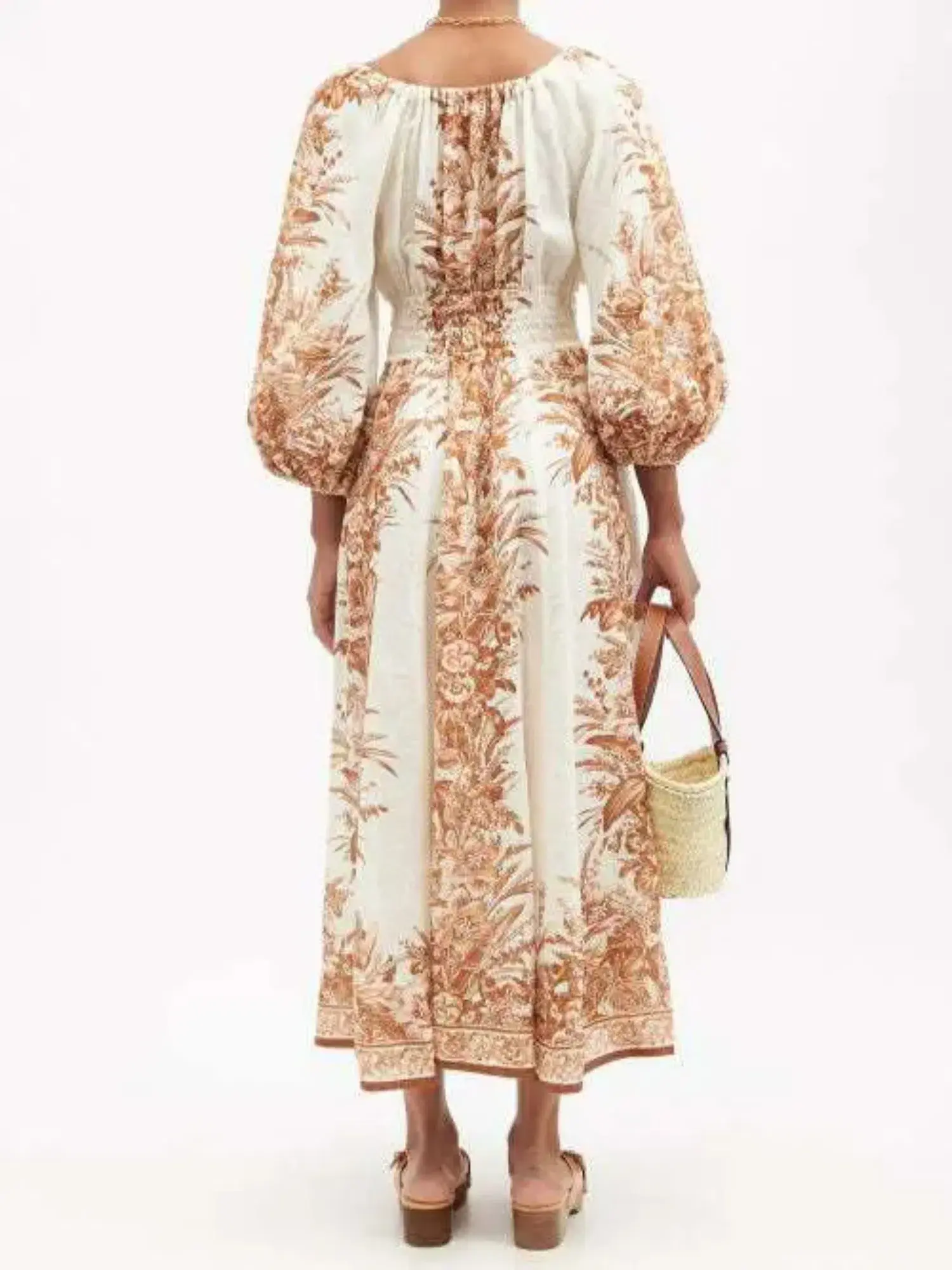 Zimmermann Moonshine Scoop Linen Maxi Dress Caramel Lily Size 0P / AU 6 - Image 3