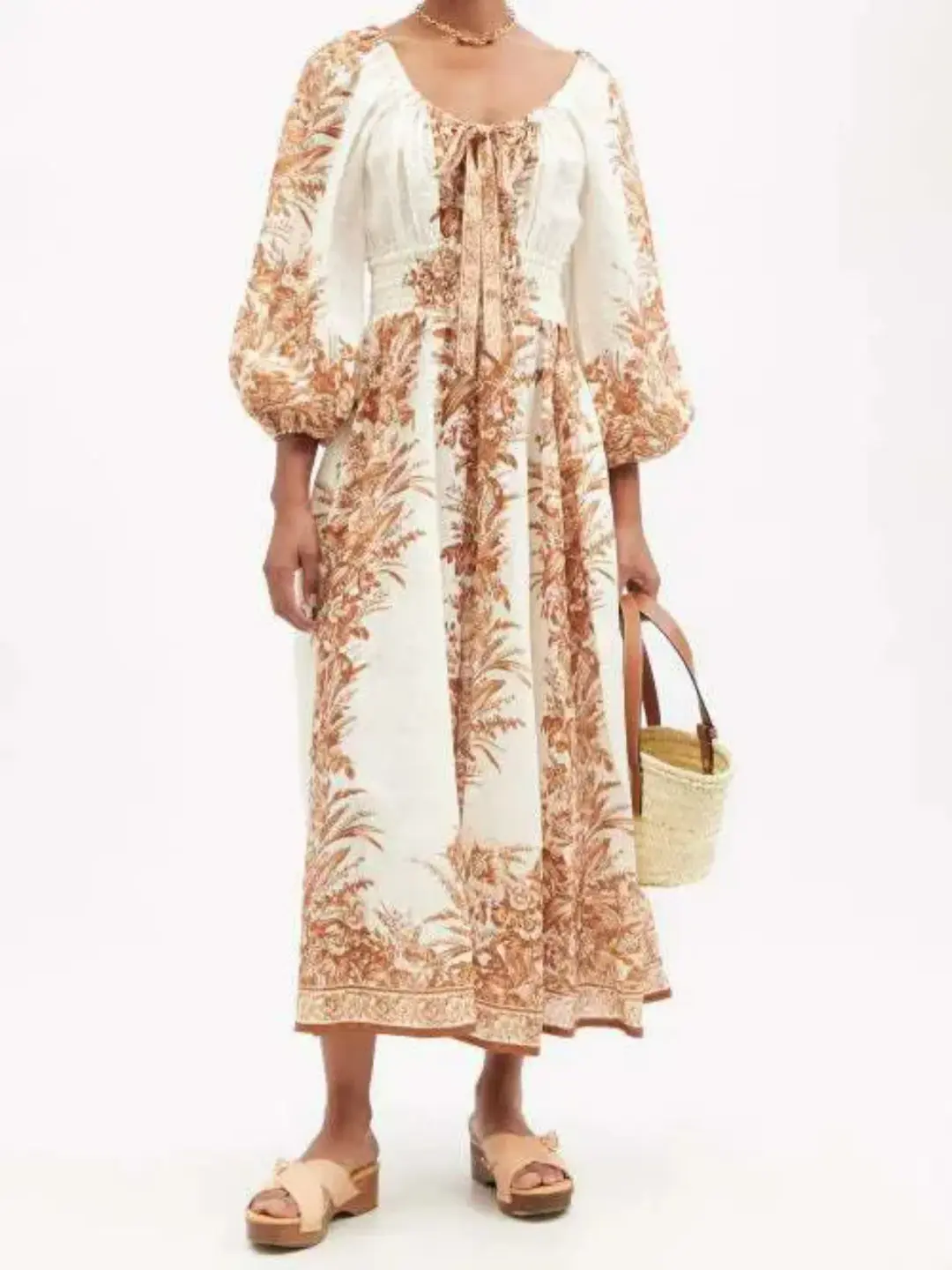 Zimmermann Moonshine Scoop Linen Maxi Dress Caramel Lily Size 0P / AU 6 for rent on The Volte - main image