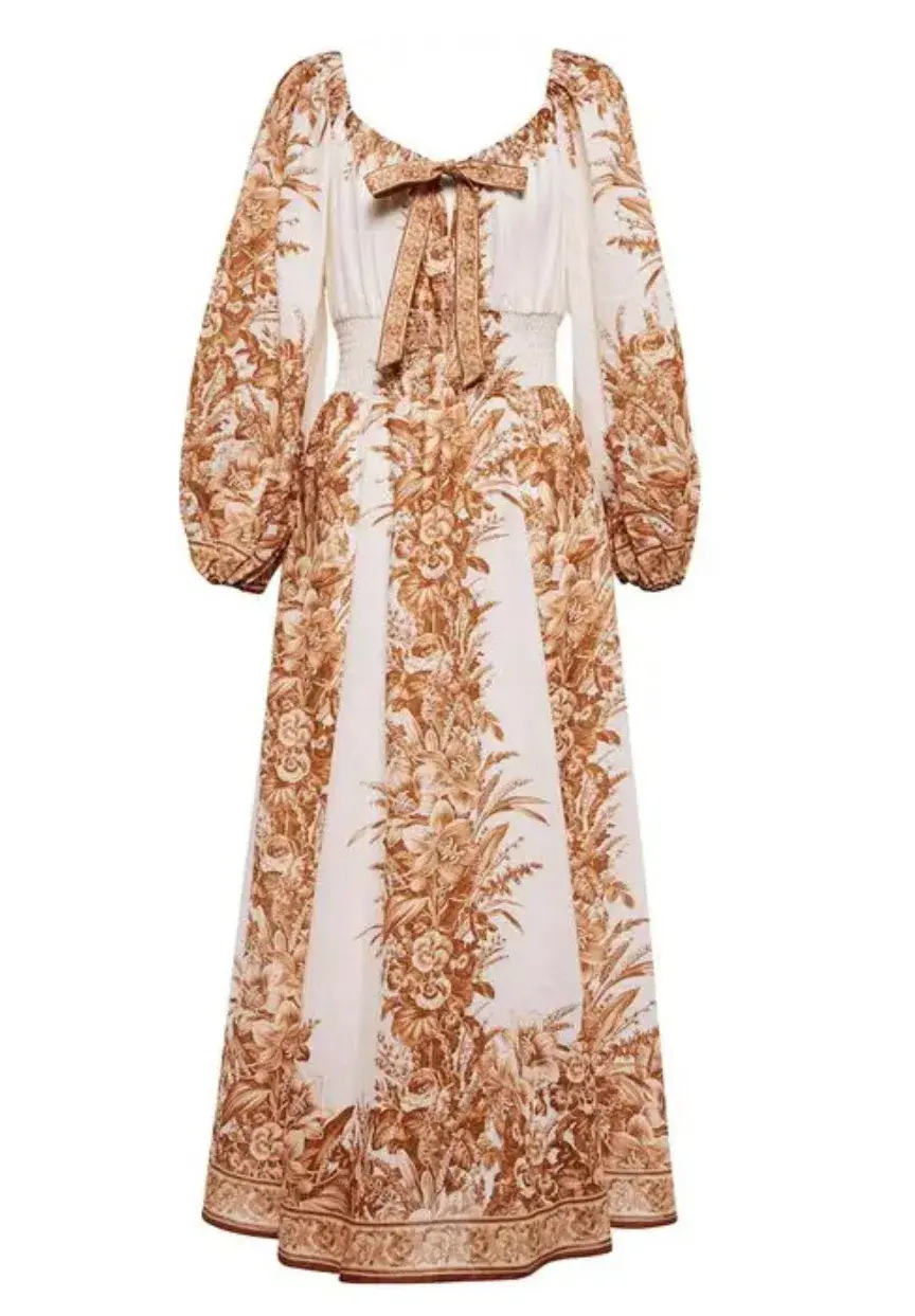 Zimmermann Moonshine Scoop Linen Maxi Dress Caramel Lily Size 0P / AU 6 for rent on The Volte - main image