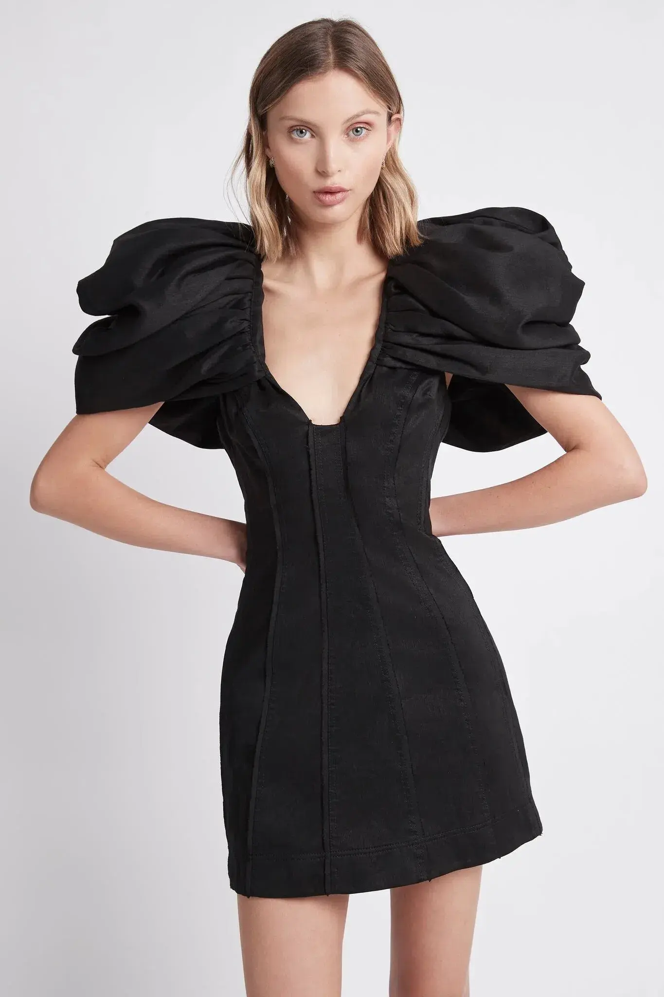 AJE Admiral Butterfly Sleeve Mini Dress Black Size 6 - Image 2