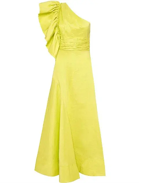 Aje Bonjour Asymmetric Midi Dress Lime Green Size 8  for rent on The Volte - main image