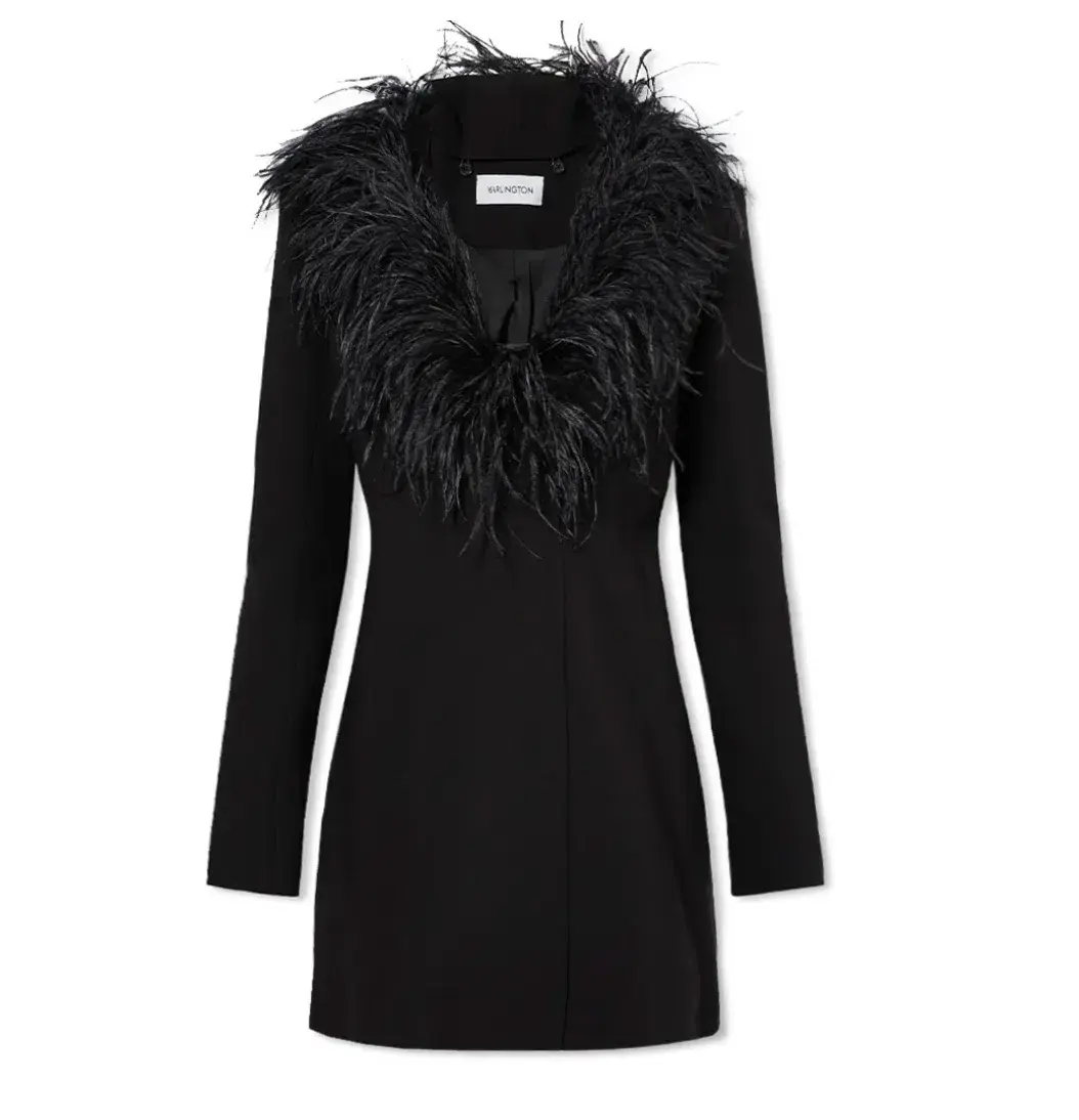 16Arlington Nemi Feather Collar Blazer Dress Black Size 8 - Image 5