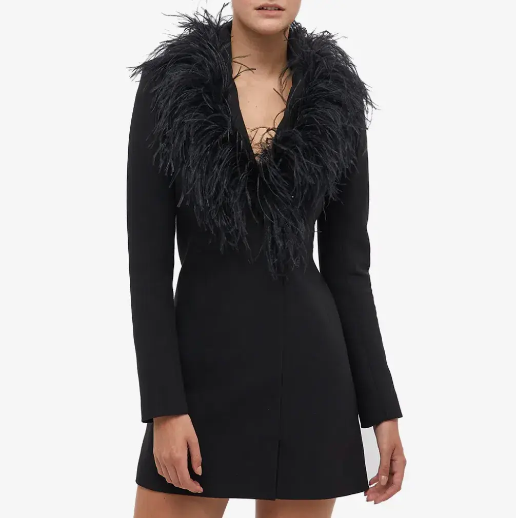 16Arlington Nemi Feather Collar Blazer Dress Black Size 8 - Image 2