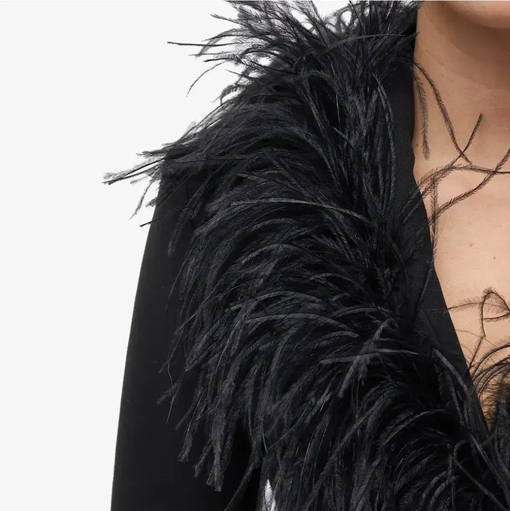 16Arlington Nemi Feather Collar Blazer Dress Black Size 8 - Image 3