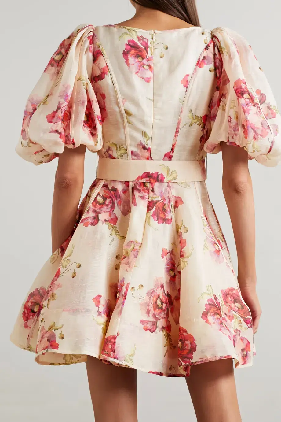 Zimmermann High Tide Puff Sleeve Mini Dress Cream Poppy Size 1 / Au 10 - Image 2
