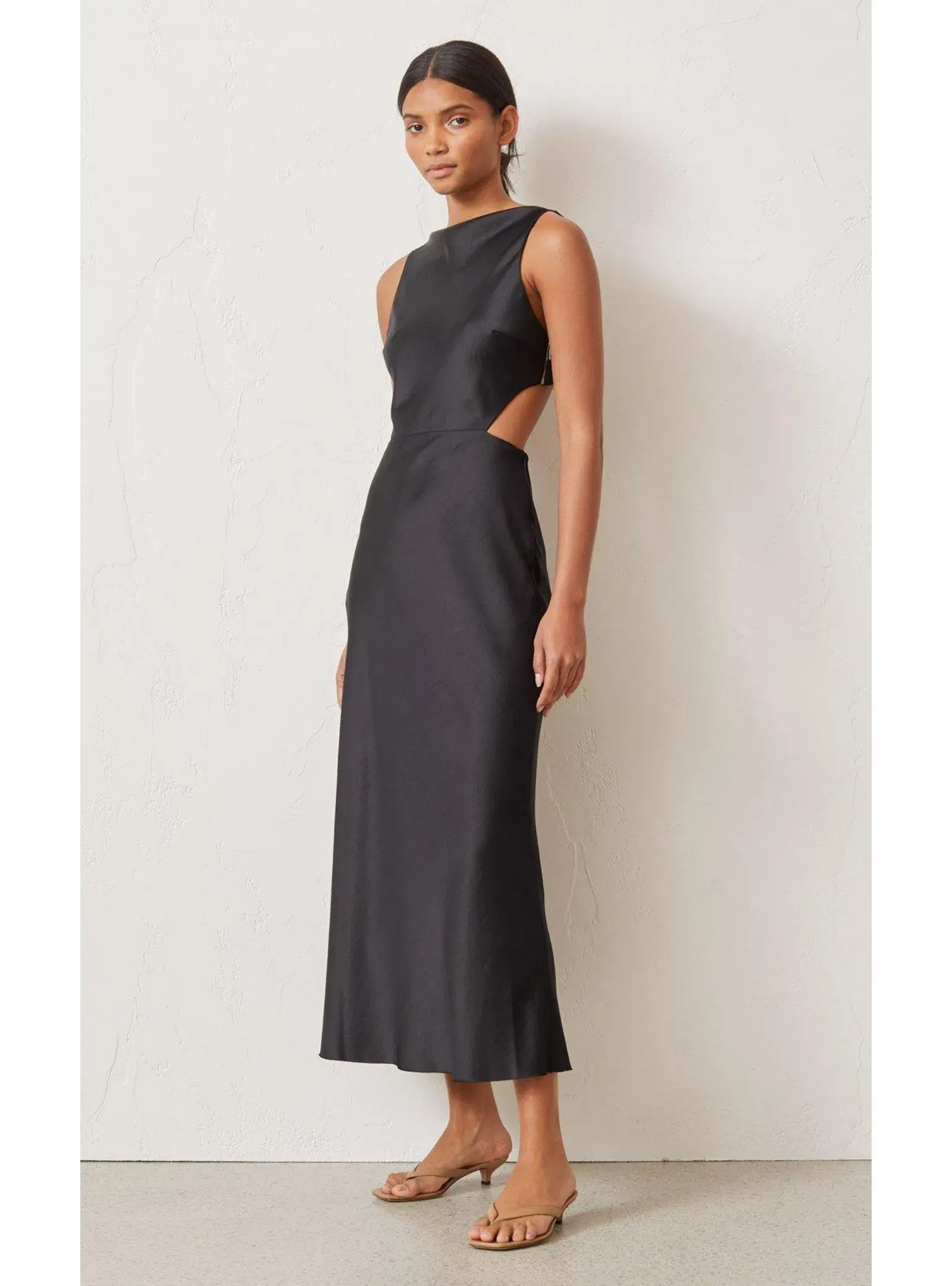 Bec & Bridge Seraphine Cut Out Midi Dress Black Size AU 6 - Image 1