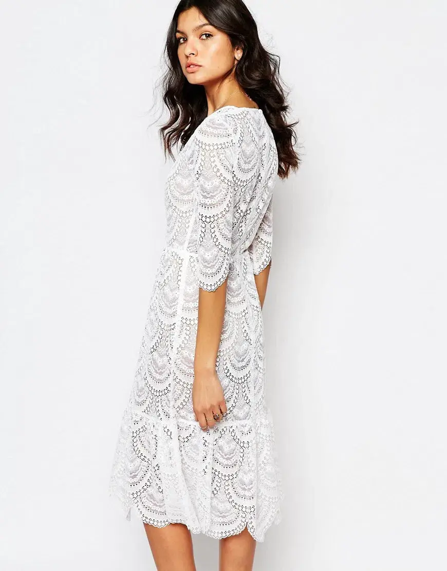 For Love and Lemons Rosalita Midi Dress White Size S - Image 3