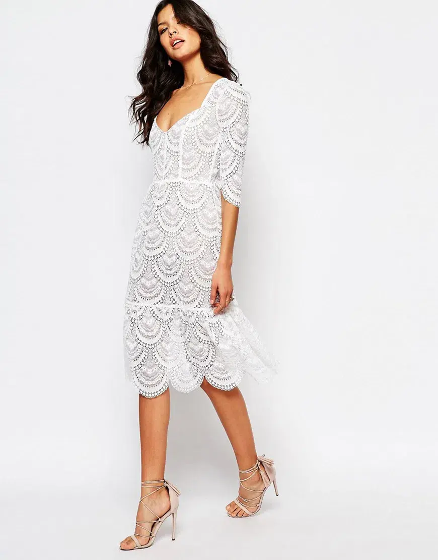 For Love and Lemons Rosalita Midi Dress White Size S - Image 1