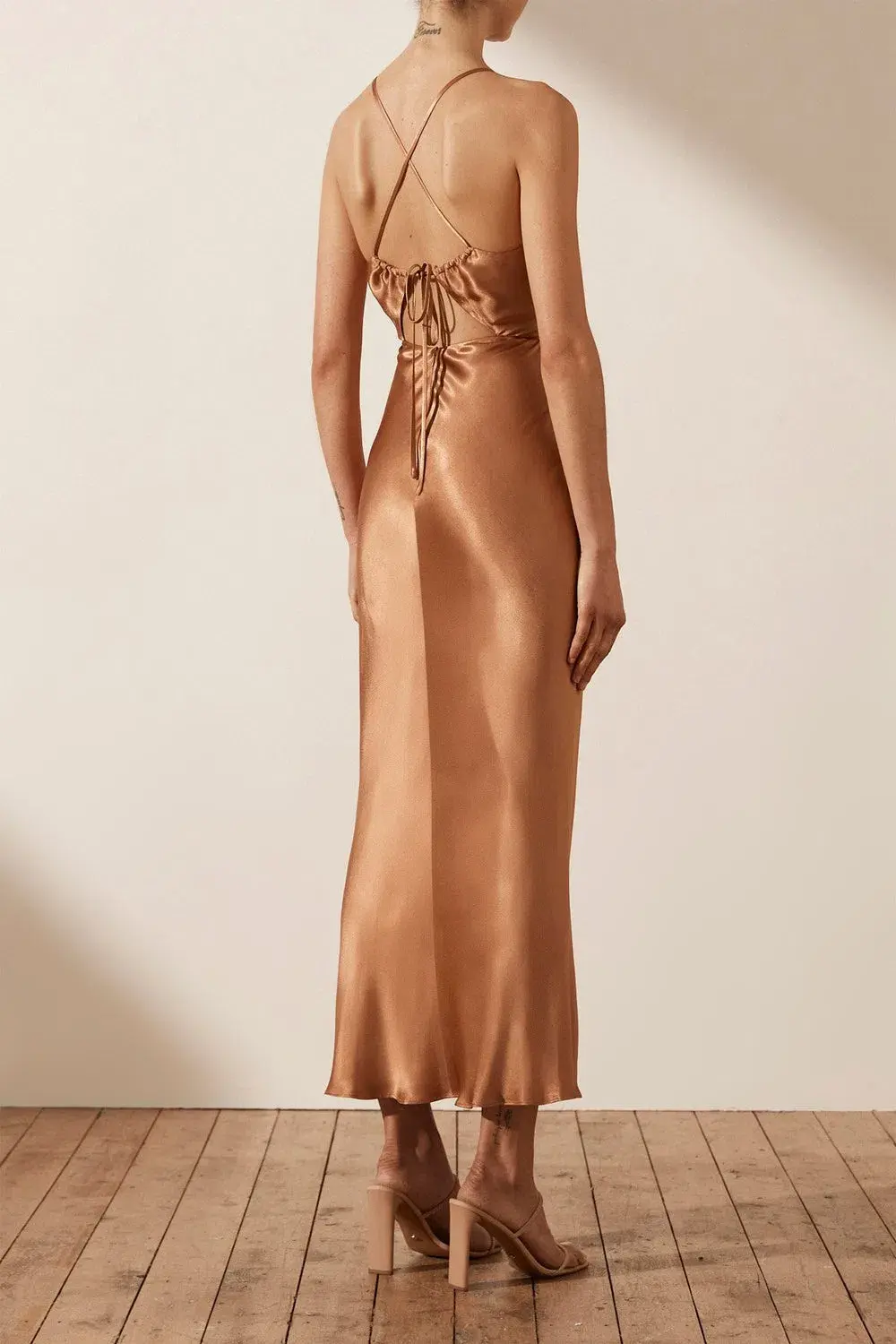 Shona Joy La Lune Ruched Bodice Midi Dress Copper Size 8 / S - Image 2