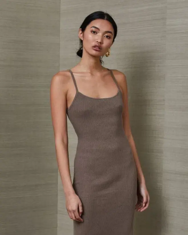 Bec & Bridge Riviera Split Midi Dress Brown Size 8 - Image 2