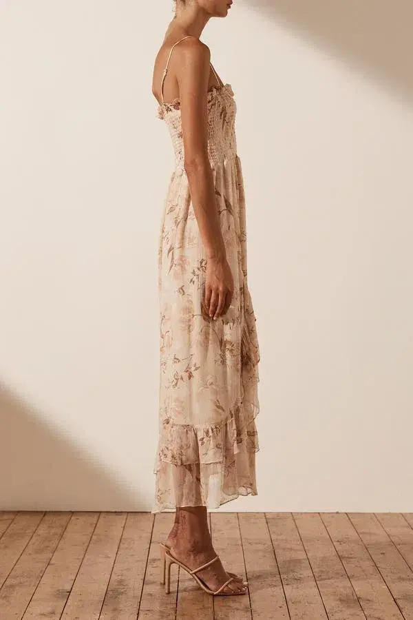 Shona Joy Nina Shirred Midi Dress Floral Size 12 / L - Image 2