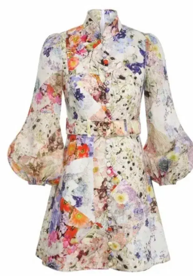  Zimmermann Prima Belted Mini Dress Floral Size 1 / Au 10 - Image 3