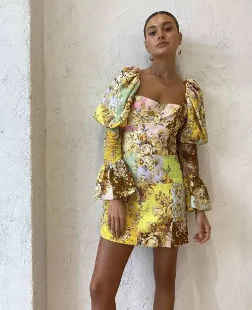 Alemais Matilde Puff Sleeve Mini Dress Multi Size 6 - Image 1