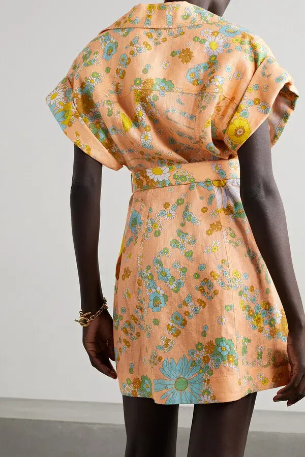 Zimmermann Lola Roll Cuff Belted Mini Dress Floral Size 0 / Au 8 - Image 2