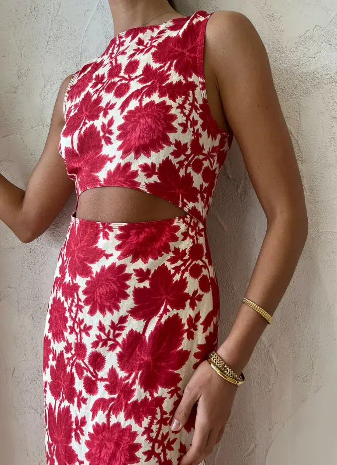 Sir the Label Cinta Cut Out Midi Dress Valentina Floral Print Size 3 / AU 12 - Image 4