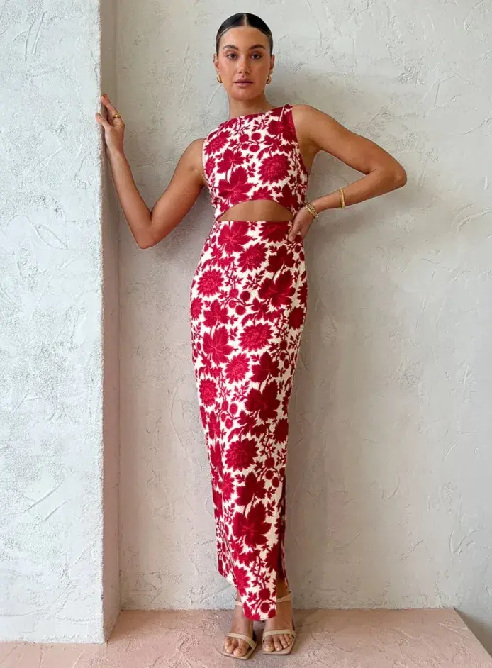 Sir the Label Cinta Cut Out Midi Dress Valentina Floral Print Size 3 / AU 12 - Image 2