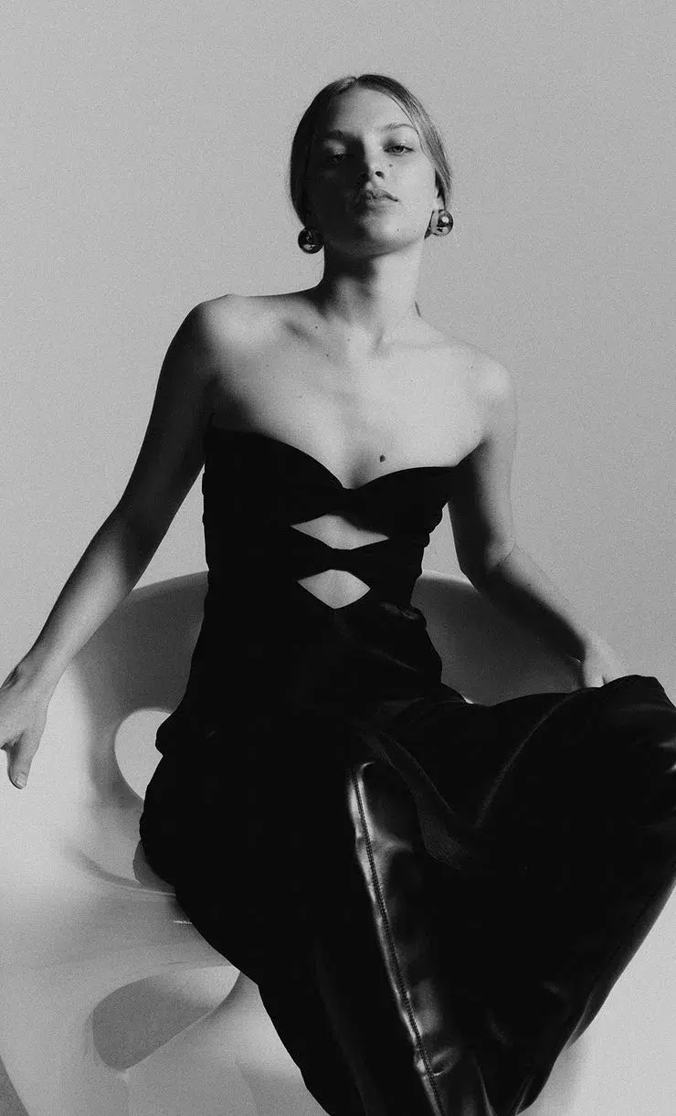 Bec & Bridge Halle Strapless Dress Black Size 6  for rent on The Volte - main image