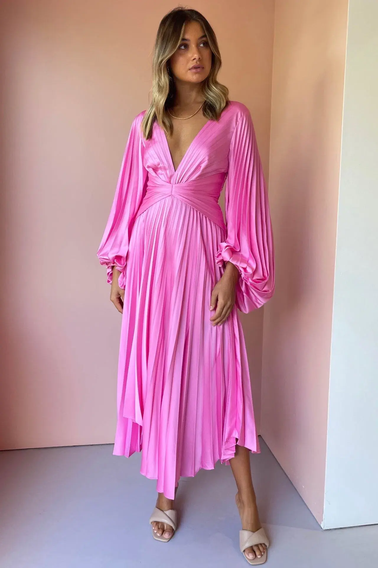 Acler Palms Midi Dress in Confetti Pink Size 8 - Image 1