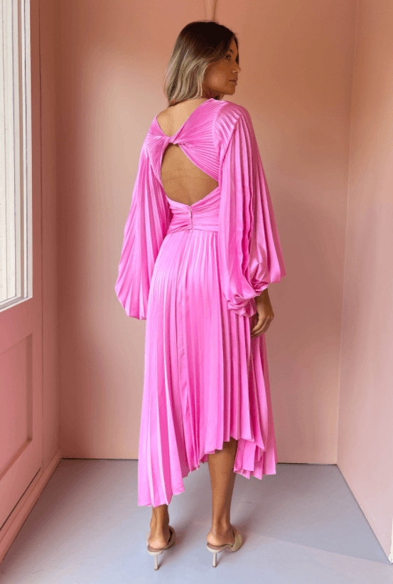 Acler Palms Midi Dress in Confetti Pink Size 8 - Image 3