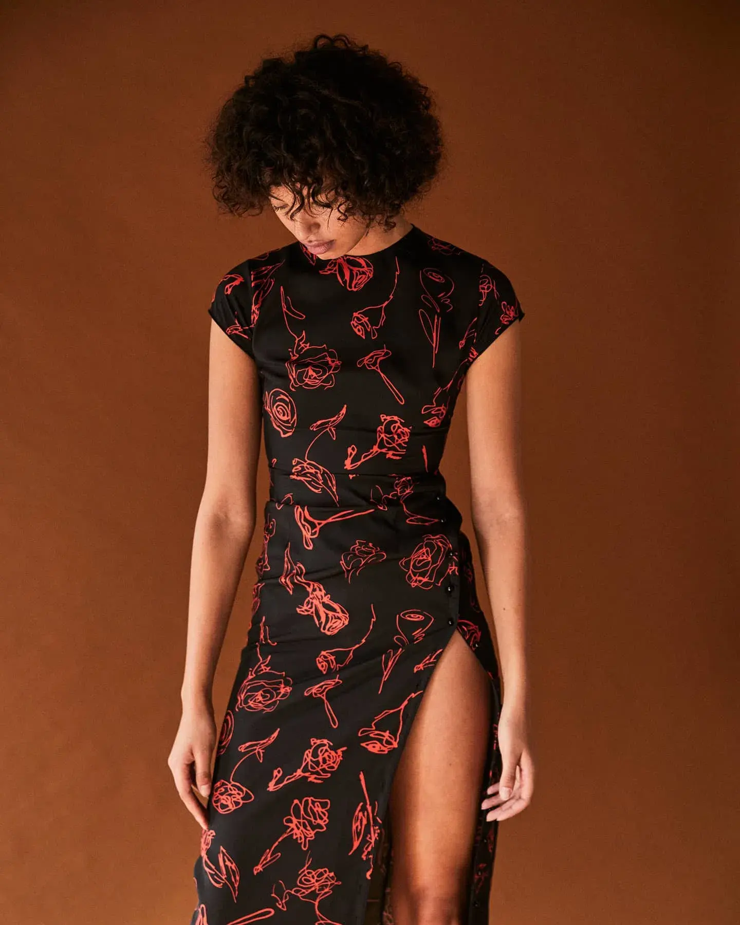 Amlul Roses Dress Black  Size 8 - Image 1