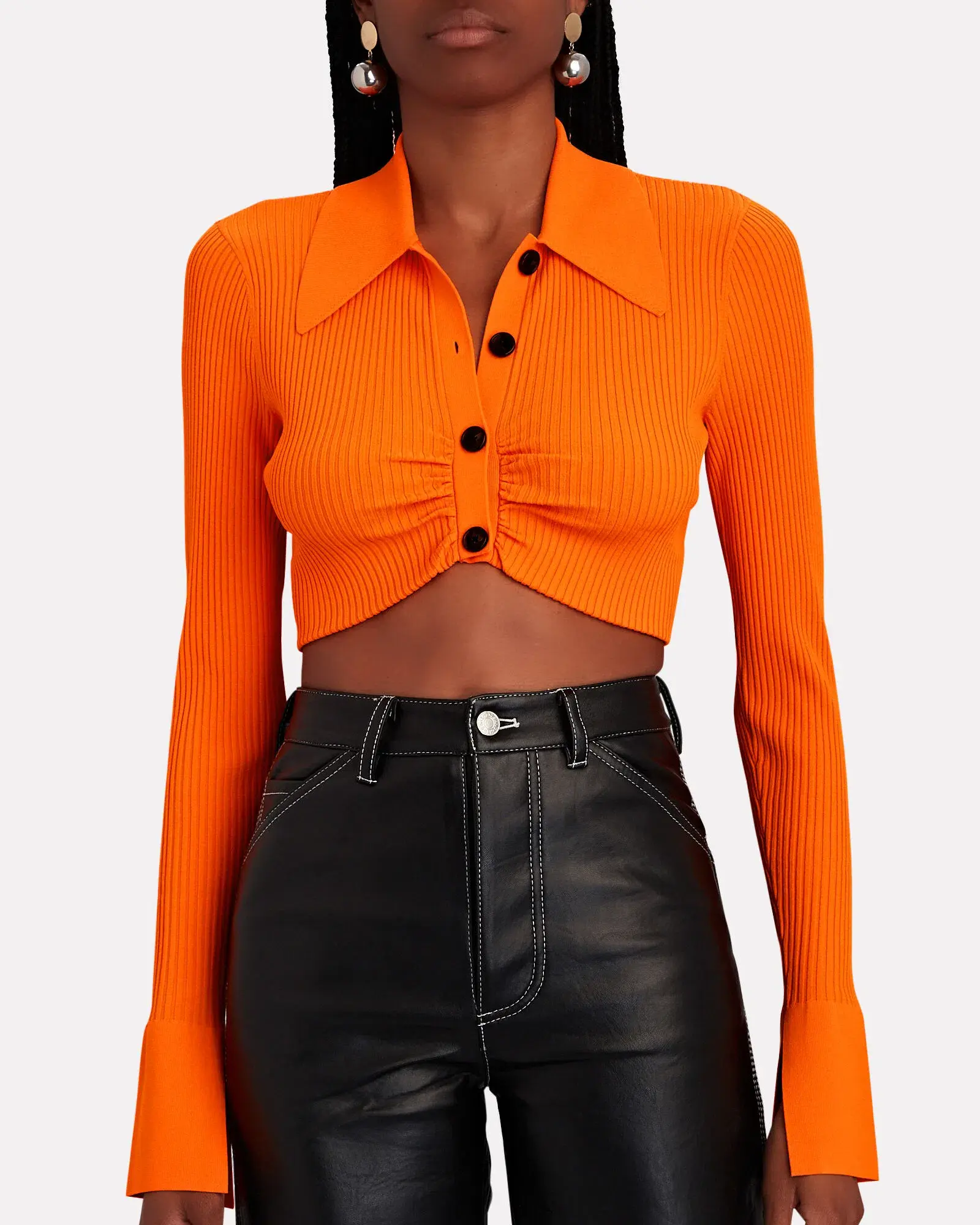 A.L.C. Ashlyn Rib Knit Crop Top Orange Size 8 - Image 1