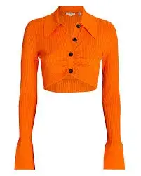 A.L.C. Ashlyn Rib Knit Crop Top Orange Size 8 - Image 3