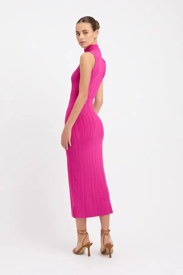 Kookai Raisa Funnel Midi Dress Fuchsia Pink Size 10  - Image 2