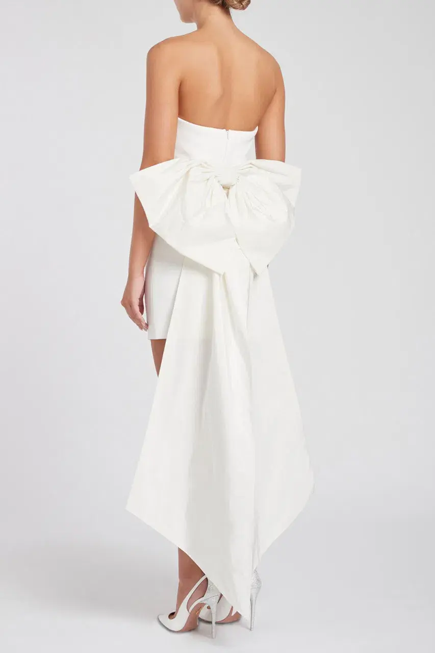 Rebecca Vallance Daphne Bow Detail Mini Dress White Size 6 - Image 2