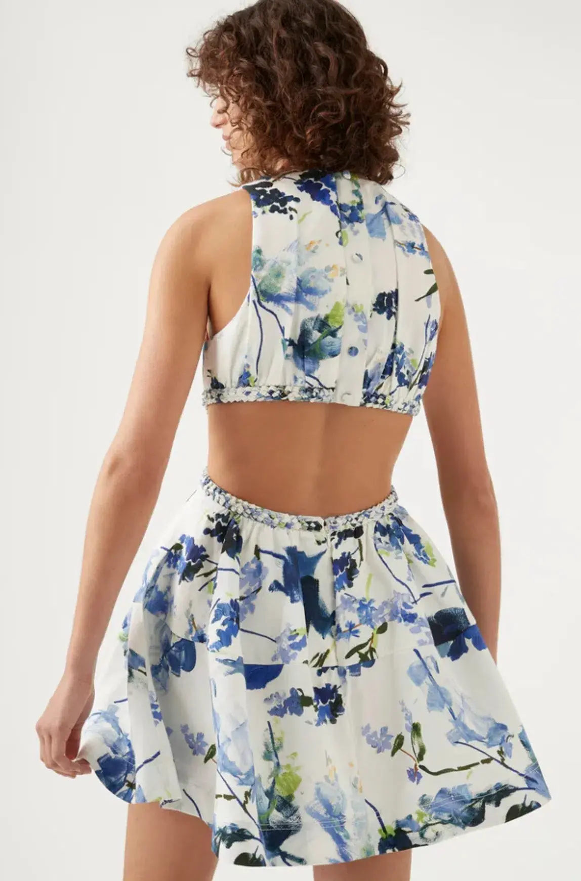 Aje Voyage Braided Cut Out Mini Dress Floral Size 10 / M - Image 3
