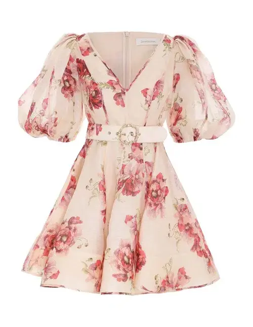 Zimmermann High Tide Puff Sleeve Mini Dress Floral Size 0/AU 8 - Image 3