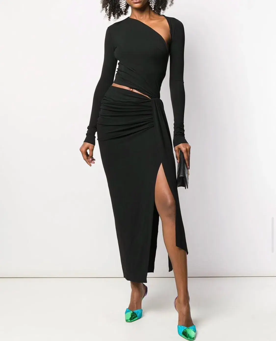 Alexandre Vauthier Cut Out Stretch Jersey Long Dress Black Size 6 - Image 1
