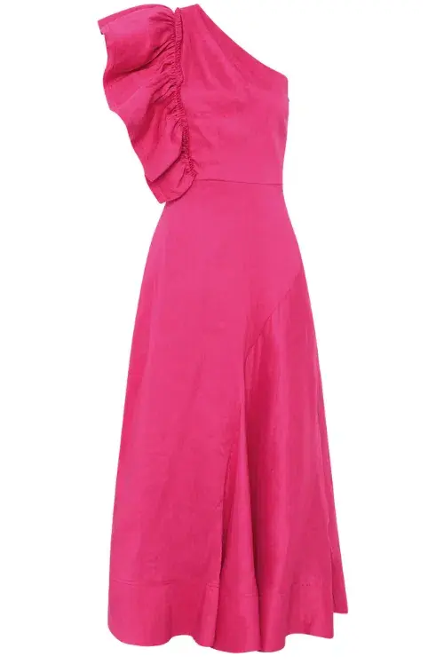 Aje Bonjour Asymmetric Midi Dress Pink Size 8 / S - Image 6