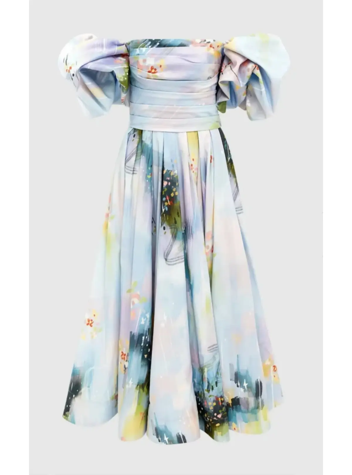 Leo Lin Matilda Puff Sleeve Midi Dress Willow Print Size AU 12 - Image 4