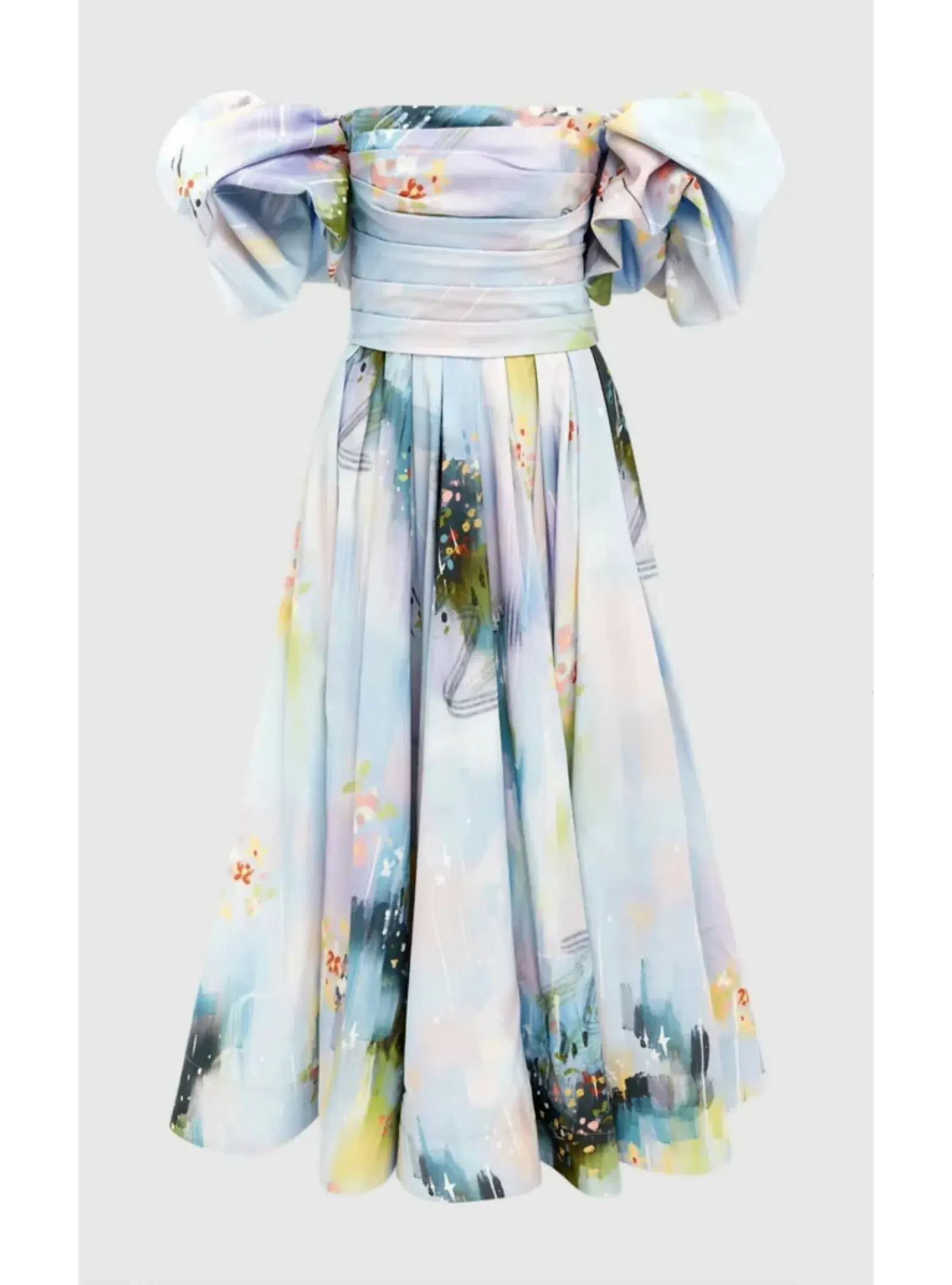 Leo Lin Matilda Puff Sleeve Midi Dress Willow Print Size AU 12 - Image 4