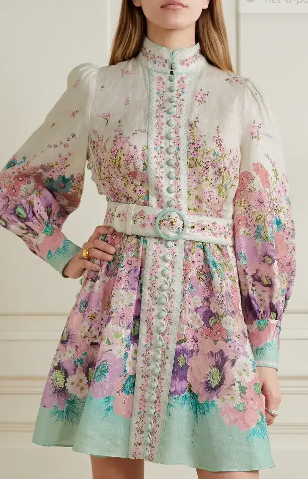 Zimmermann Jude Belted Floral-Print Linen Mini Dress Floral Size 3/AUS 14 - Image 2