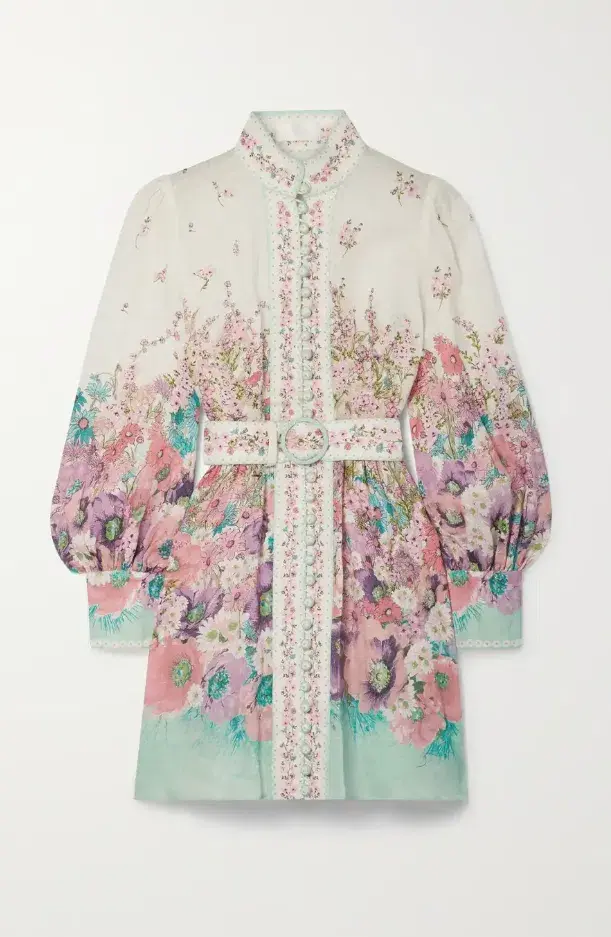 Zimmermann Jude Belted Floral-Print Linen Mini Dress Floral Size 3/AUS 14 - Image 4