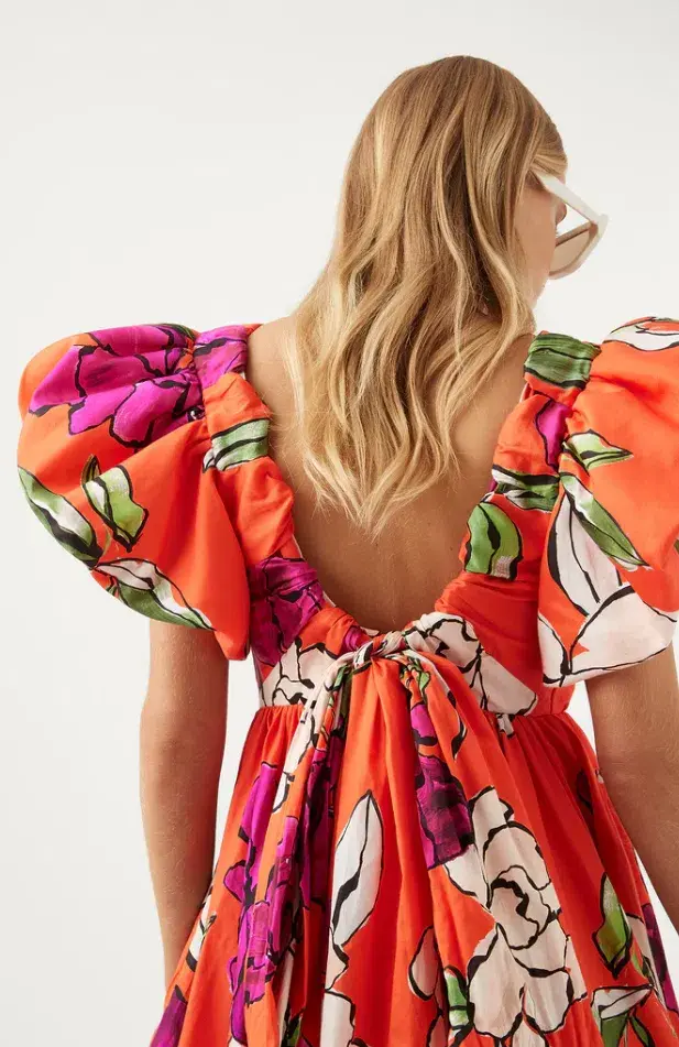 Aje Gretta Bow Back Mini Dress in Vivid Camellia Print Size 12 - Image 3