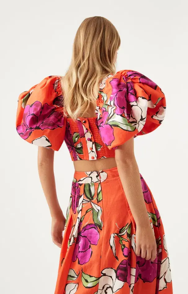 Aje Marcel Puff Sleeve Top and Lewis Tuck Detail Skirt Set Floral Size M / AU 10 - Image 2