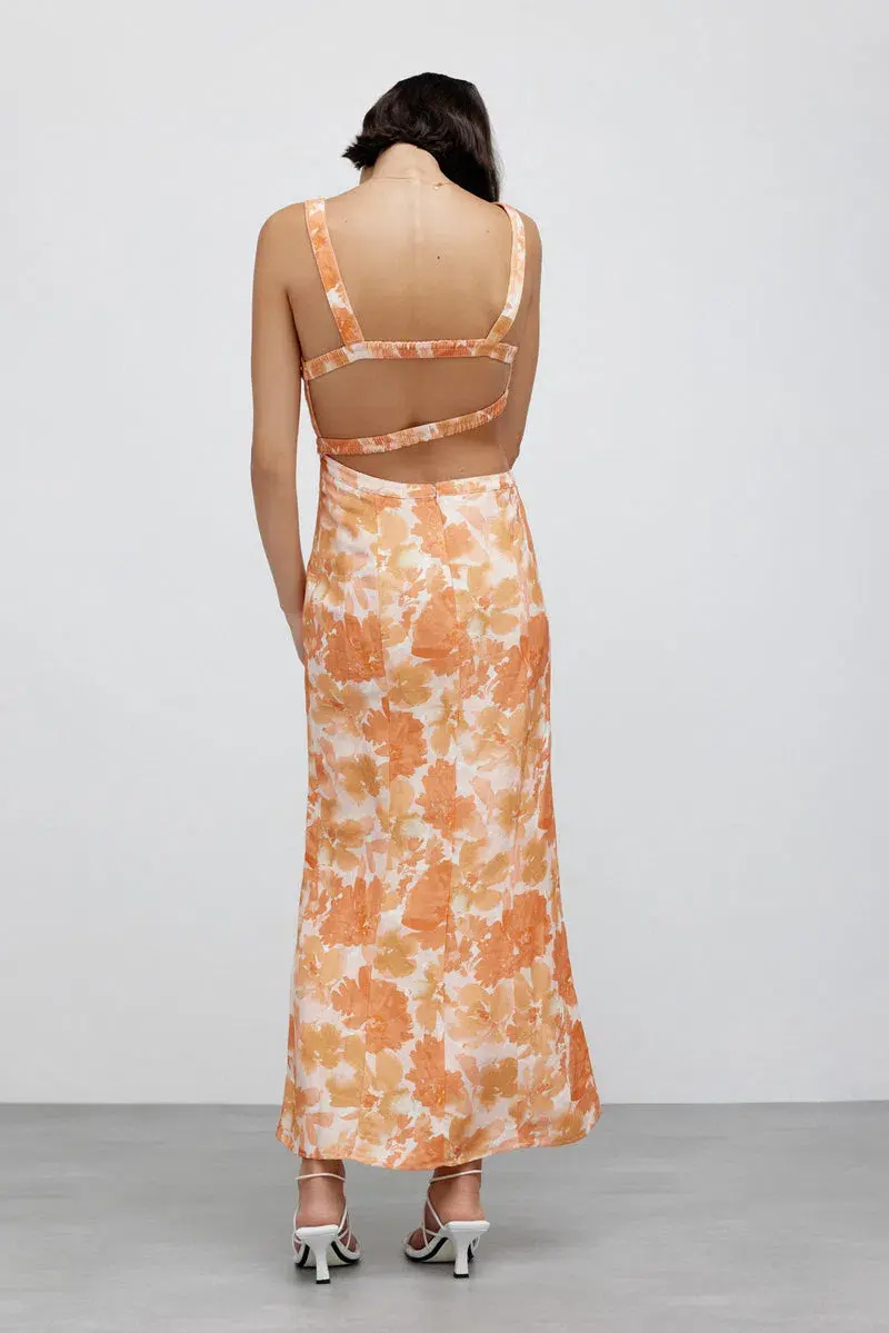 Significant Other Elena Midi Dress Orange Floral Size 10 - Image 2