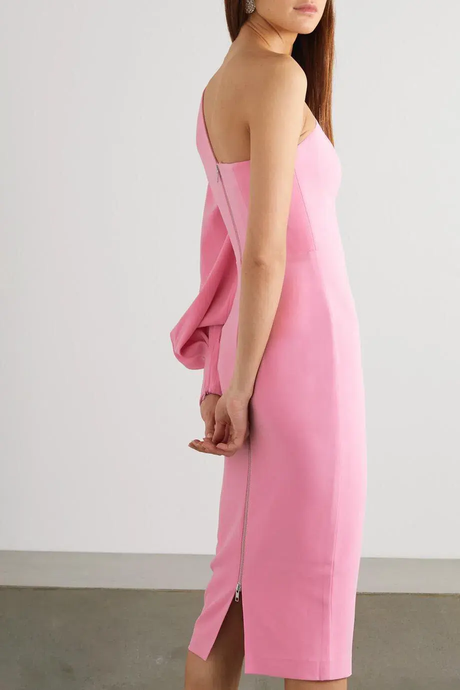 Alex Perry Warner Satin Crepe Balloon Sleeve Midi Dress Pink Size 4 - Image 6