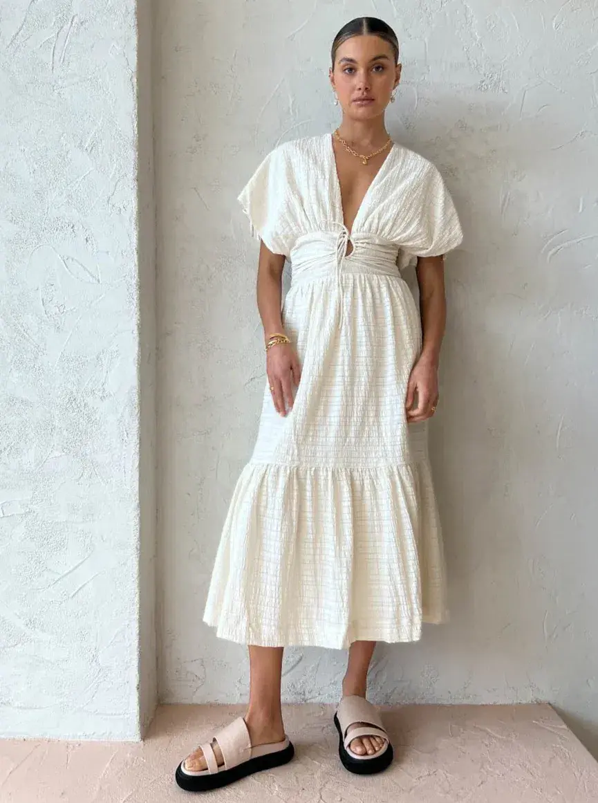 Sovere Lucid Midi Dress in Porcelain Size 10 / M - Image 5