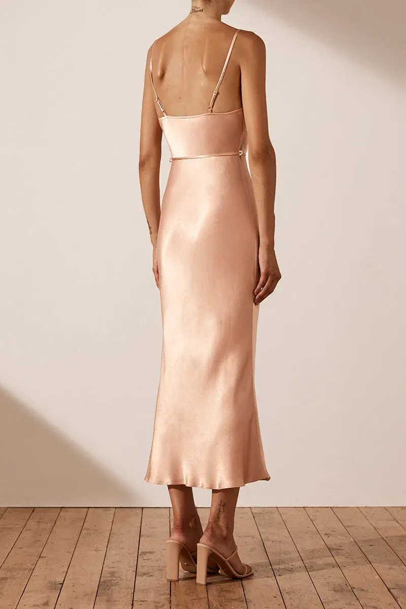 Shona Joy La Lune Bias Cowl Midi Dress Desert Rose Size L / AU 12  - Image 2