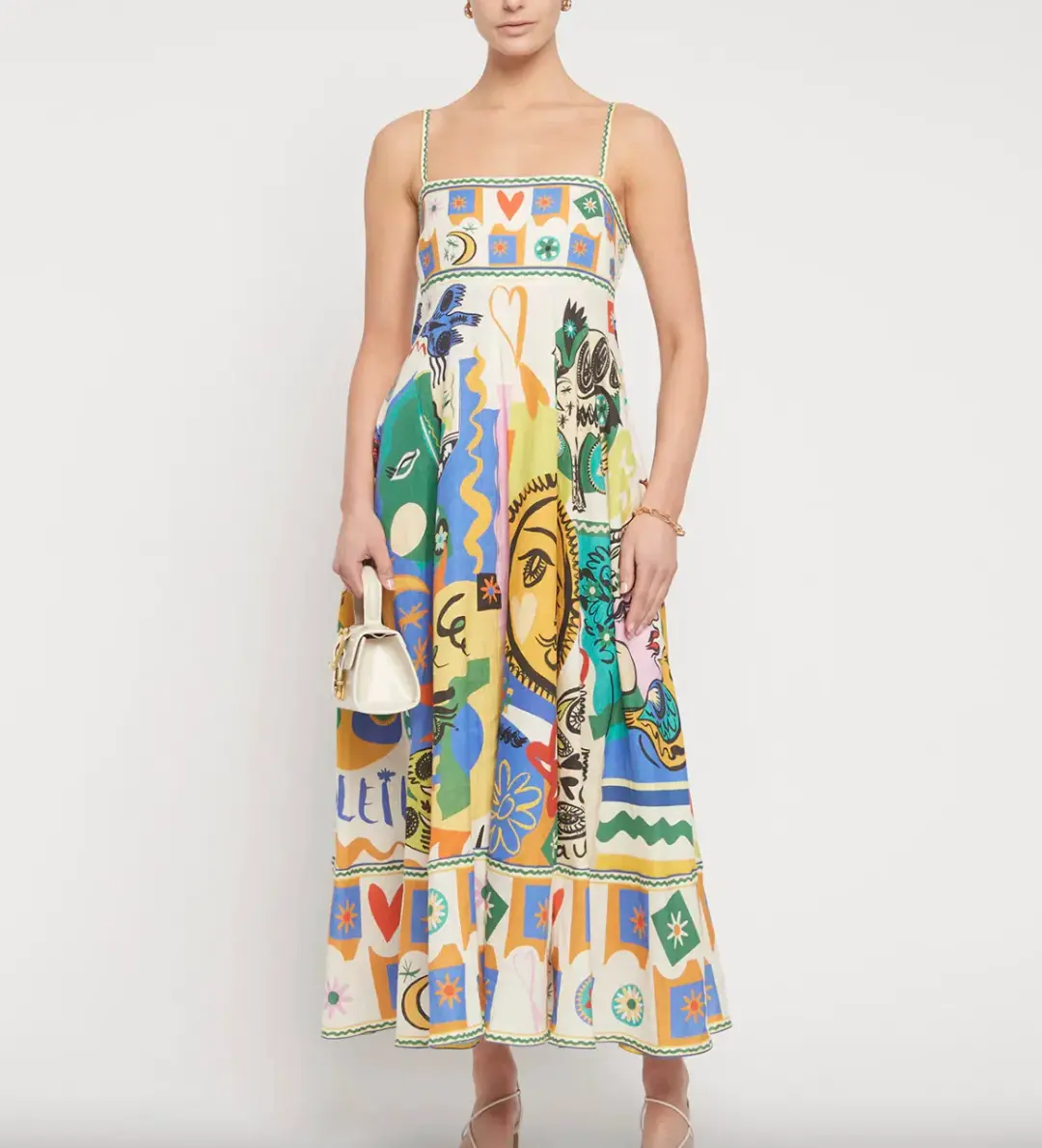 Alemais Soleil Linen Sundress in Ivory Size 8 for rent on The Volte - main image