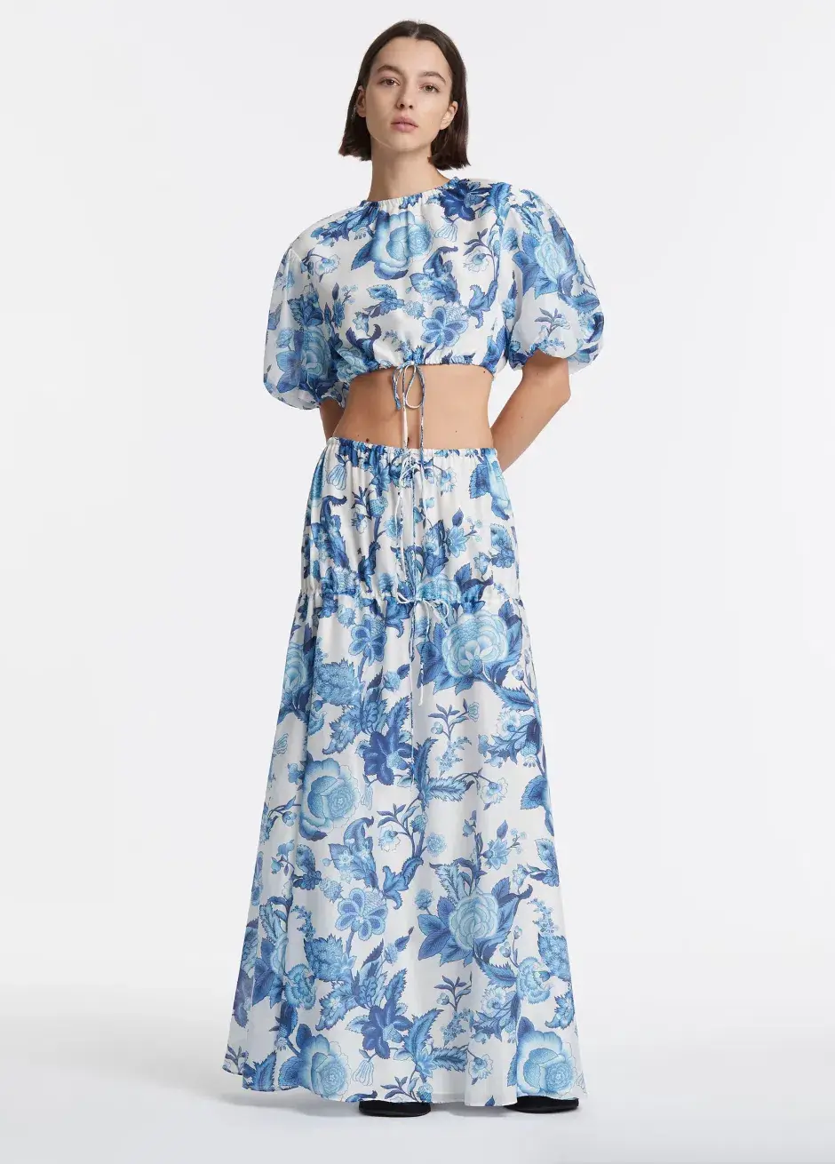 Sir The Label Amaris Puff Sleeve Top & Gathered Skirt Set Floral Size 0 / Au 6 - Image 1