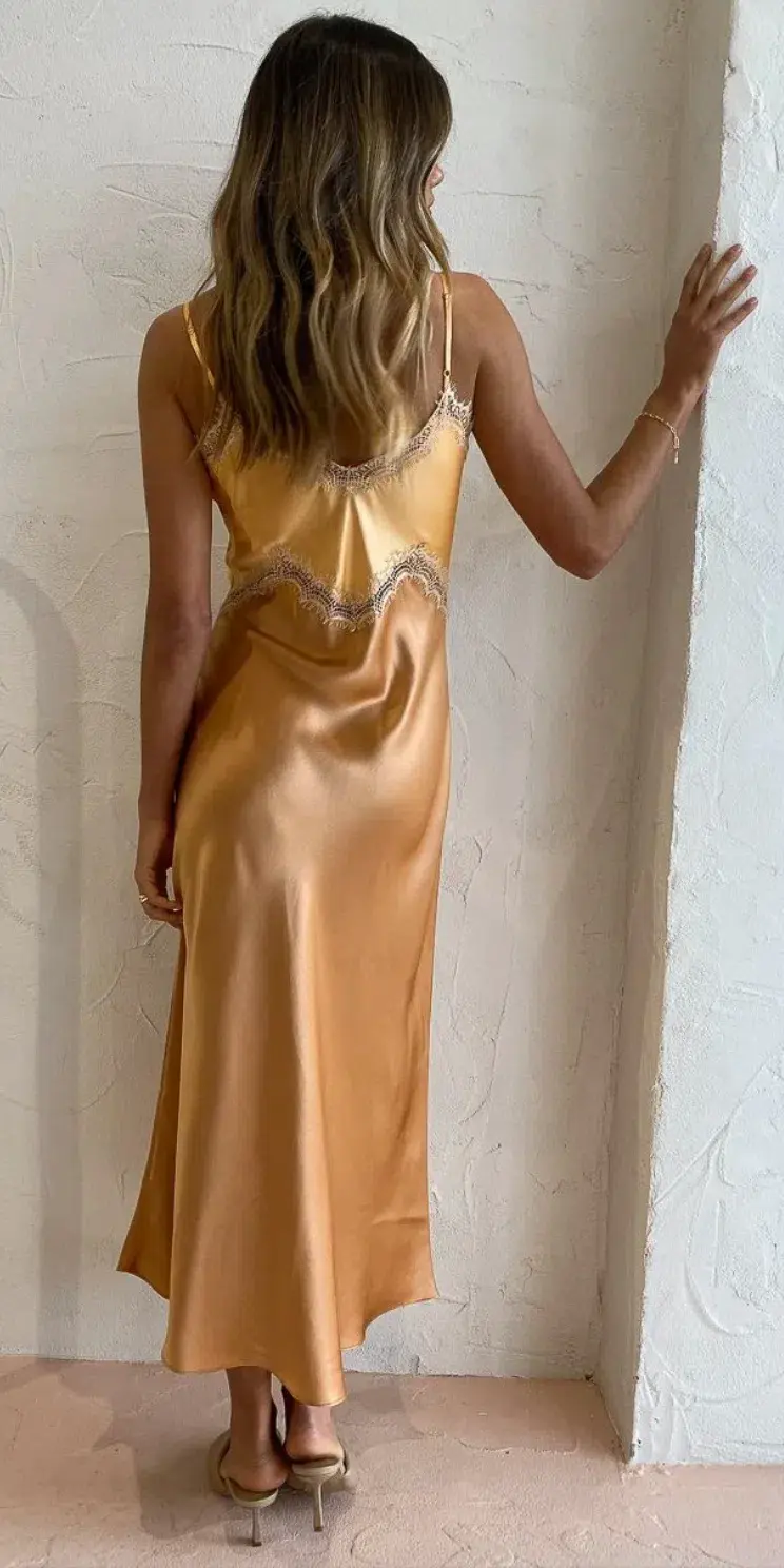 Ginia Hope MIdi Dress Nectarine/Sandstone Size 8 / XS for rent on The Volte - main image