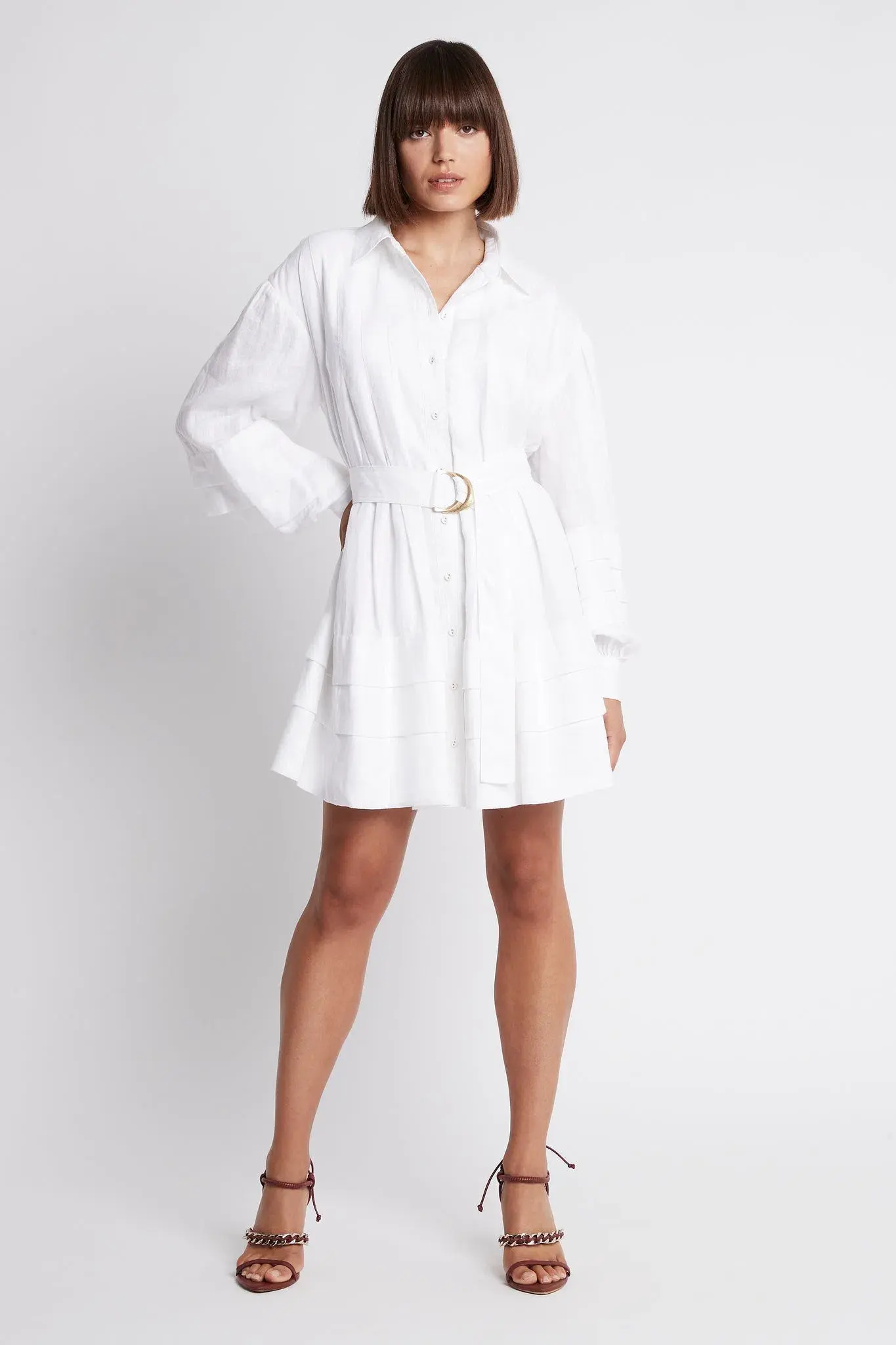Aje Recurrence Belted Smock Dress White Size 10 / M - Image 1