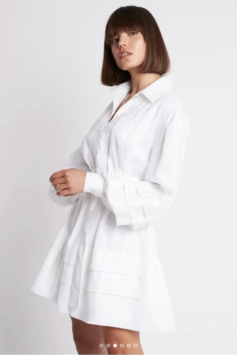 Aje Recurrence Belted Smock Dress White Size 10 / M - Image 4