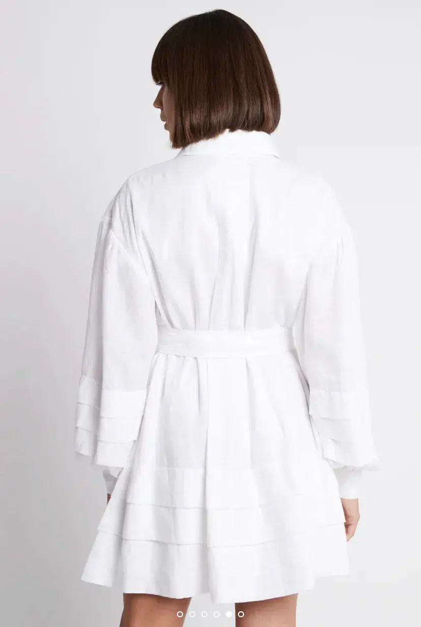 Aje Recurrence Belted Smock Dress White Size 10 / M - Image 3