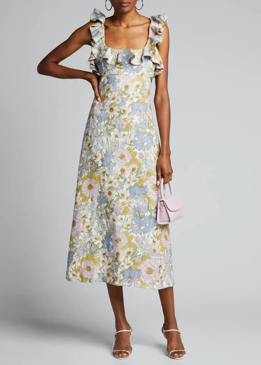 Zimmermann Super Eight Frilled Midi Dress Floral Size 2 / AU 12 - Image 3